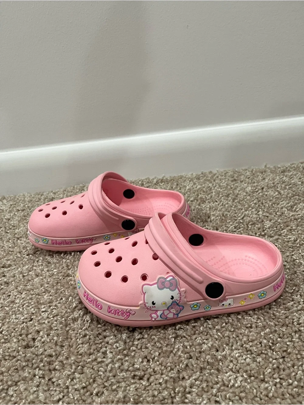 Kids Pink Slip-On Clogs with Cute Character Trim